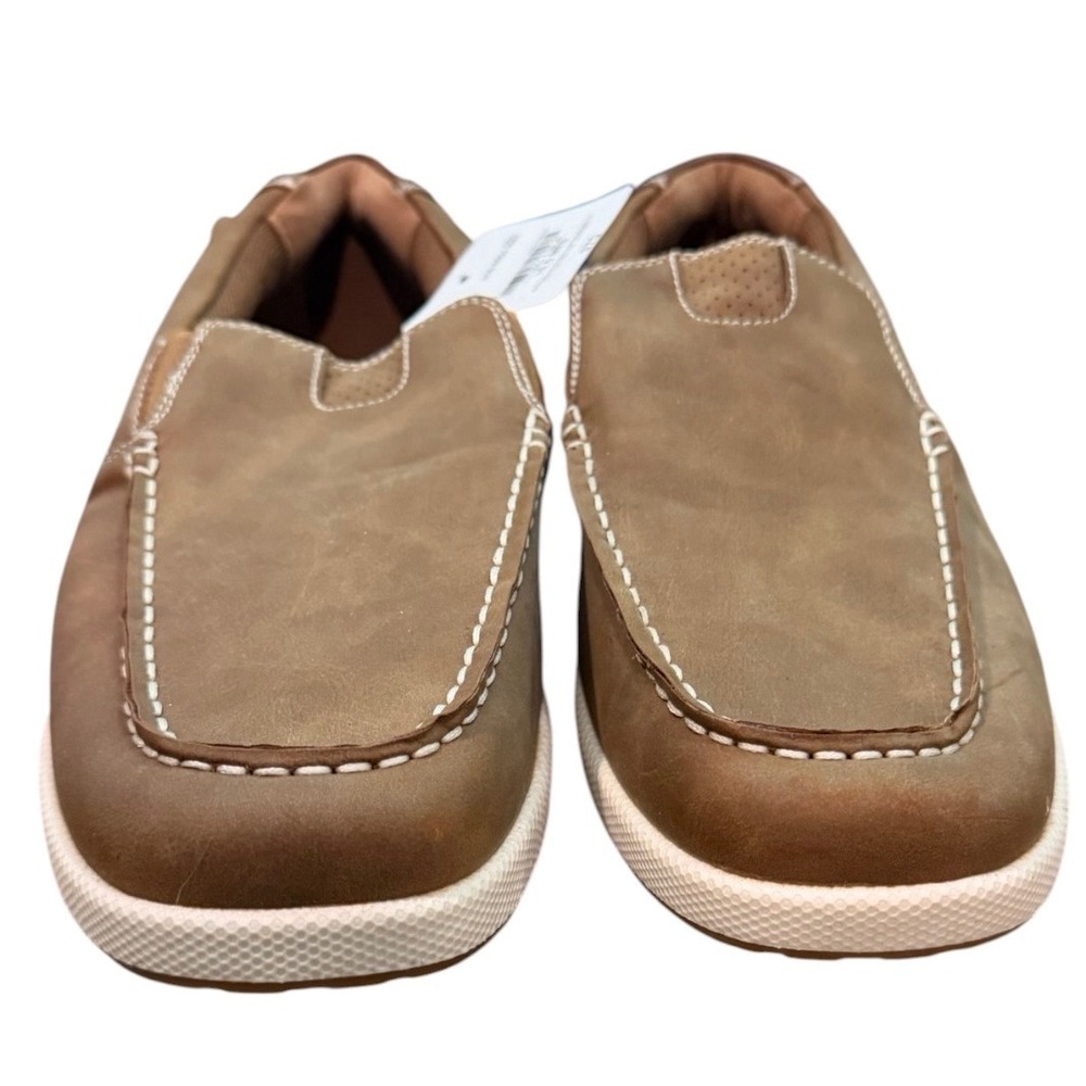 St Johns Bay Mens Tan Slip On Loafers Memory Foam Casual Shoes 10.5 MED NEW